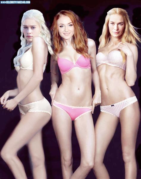 Emilia Clarke Daenerys Targaryen Sophie Turner Sansa Stark And Lena Headey Cersei Lannister