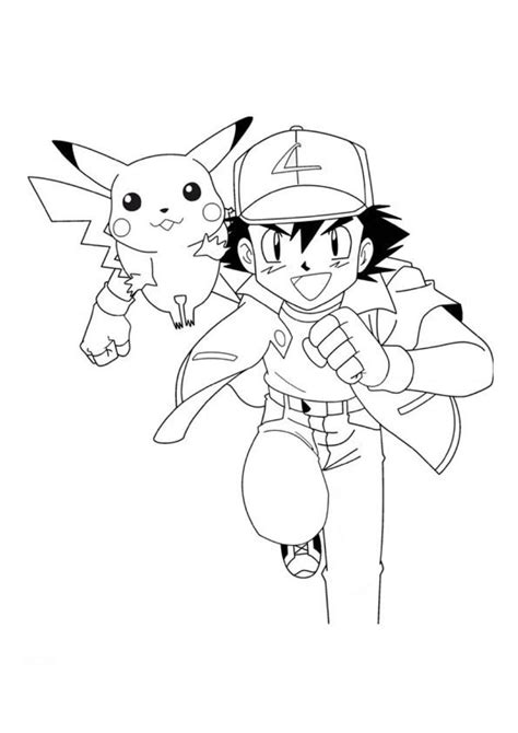 Pokemon Ash And Pikachu Coloring Pages Pikachu Coloring Page Pokemon