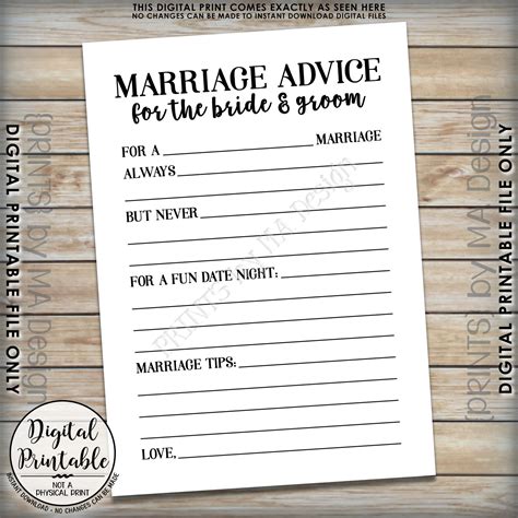Free Printable Marriage Advice Cards