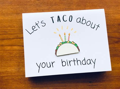 Taco Birthday Card Food Pun Card Punny Birthday Card Cute Etsy In