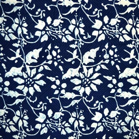 Indigo Blue And White Flower Pattern Pure Indian Cotton Fabric