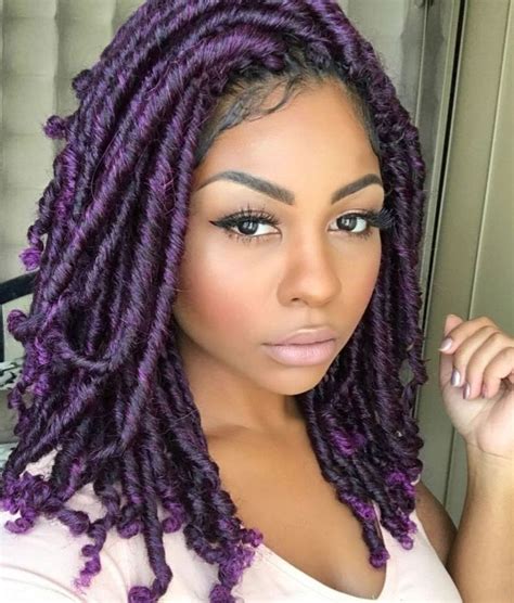 shoulder length ultra violet faux locs protective hairstyles for natural hair faux locs