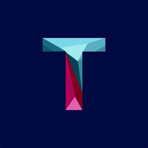 Premium Vector T Logo Icon Geometric Blue Polygonal