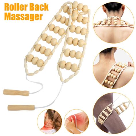 12 Row Roller Back Massager Wood Swedish Cuproller Rope Wooden Therapy Lymphatic Anti