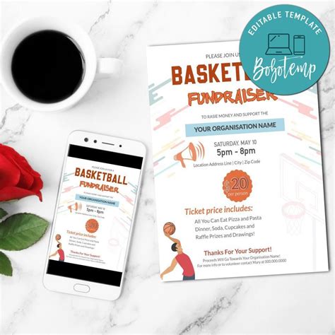 Basketball Fundraiser Flyer Customizable Template Diy Createpartylabels
