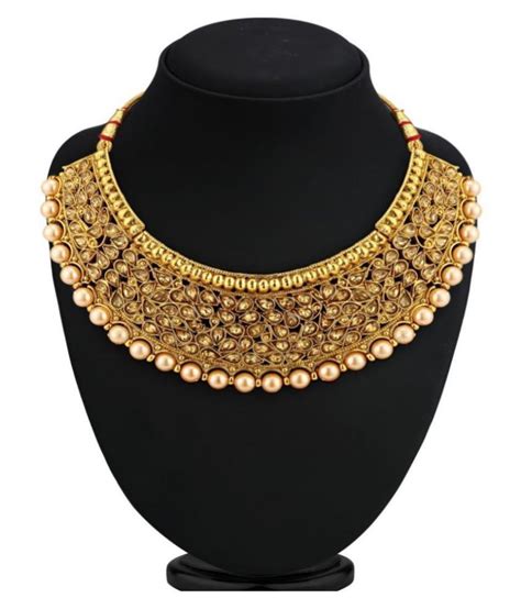 Sukkhi Alloy Golden Choker Traditional Kt Gold Plated Necklaces Set Buy Sukkhi Alloy Golden