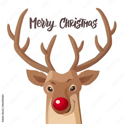 Cartoon Christmas Illustration Funny Rudolph Red Nose Reindeer