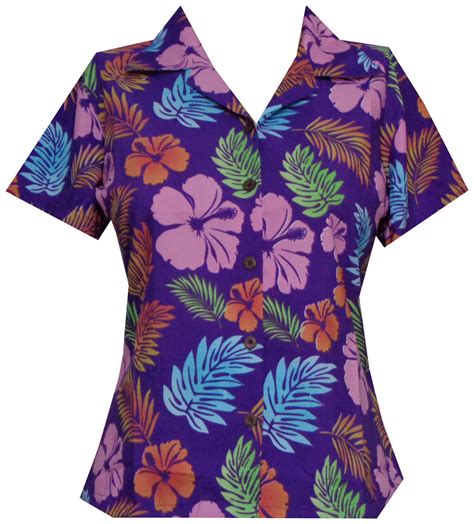 Hawaiian Shirt Women Floral Leaf Print Aloha Beach Top Blouse Casual Ebay