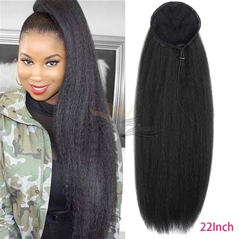 Afro Puff Drawstring Ponytail Extension Natural Long Kinky Straight