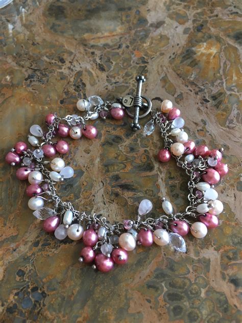 L G Balfour Bracelet With Genuine Seed Pearls In Shades Of Etsy