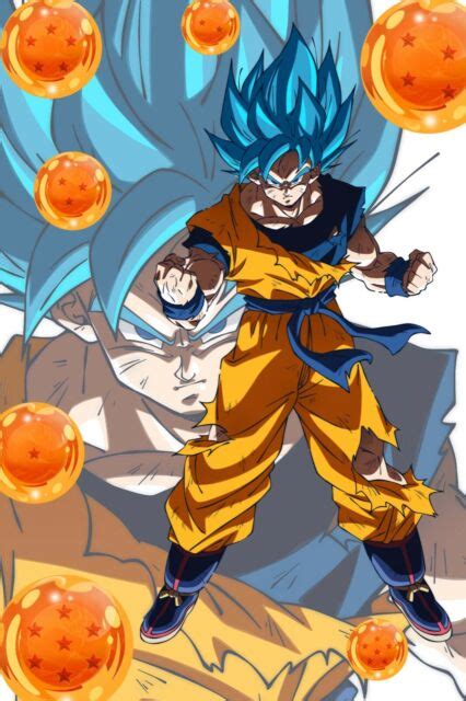 A poster was released on march 13, 2018, 11 days before the airing of the final episode of dragon ball super, featuring an entirely new traditional animation design by toei animator naohiro shintani, as opposed to veteran dragon ball character designer tadayoshi yamamuro. Dragon Ball Super Poster Goku Blue from movie W/Balls ...