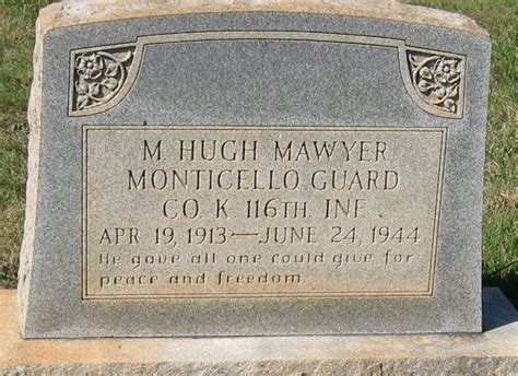116th Infantry Regiment Roll Of Honor Pfc Marion Hugh Mawyer