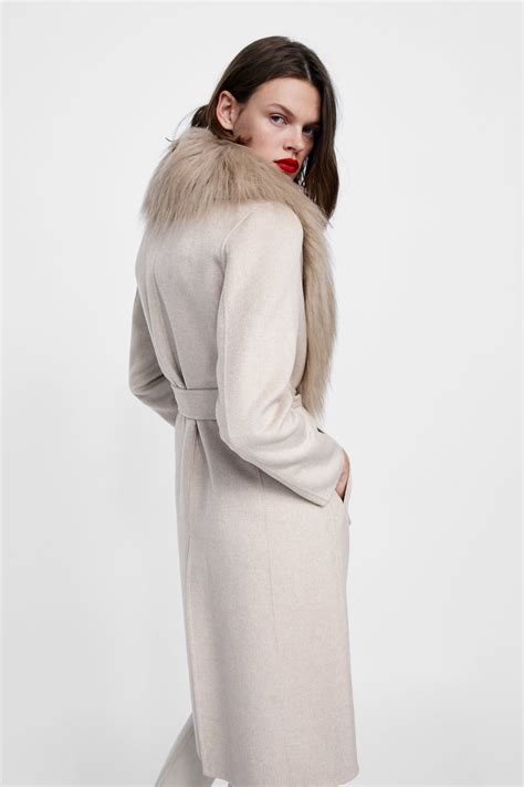 image 6 of coat with faux fur collar from zara faux fur collar fashion coat