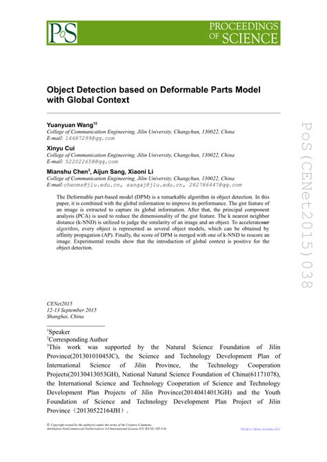 Pdf Object Detection Based On Deformable Parts Model With Global Context