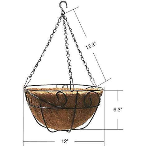 Amagabeli 4 Pack Metal Hanging Planter Basket Coco Coir Liner 14 Inch