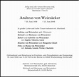 Traueranzeigen von Andreas von Weizsäcker | trauer.merkur.de