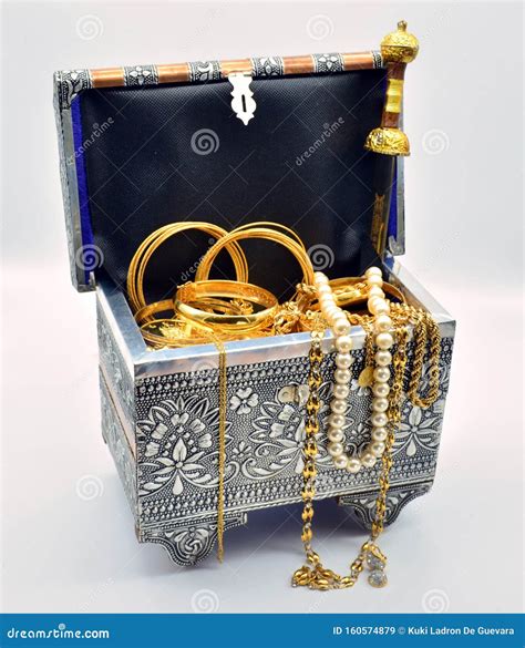 A Treasure Chest Full Of Jewels Pearls And Gold Stock Image Image