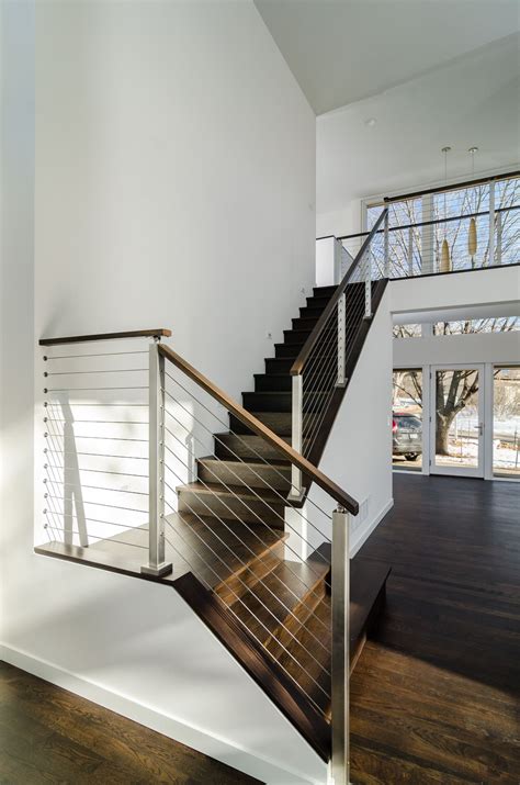 The Stairs Are Made Of Metal And Wood