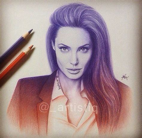 Angelina Jolie Desenho A Lápis De Cor Desenhos A Lápis Curso De Desenho
