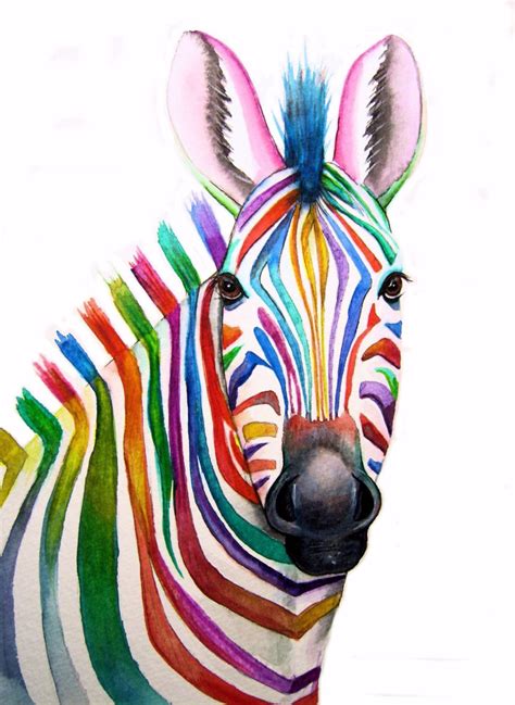 Rainbow Zebra Zebra Art Zebra Painting Giraffe Art