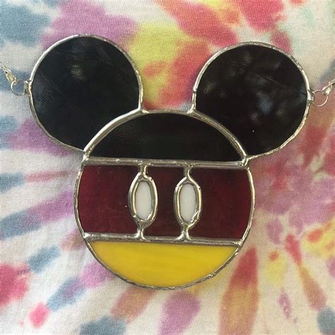 Stained Glass Mickey Mouse Glass Art Sculpture Stained Glass Art