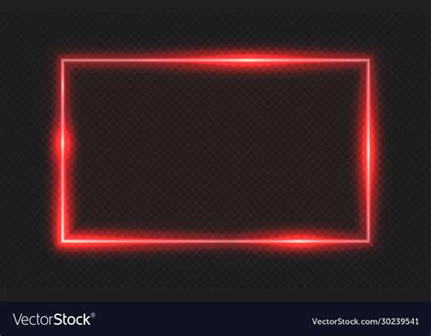 Red Neon Frame Lighting Banner On Transparent Background Isolated