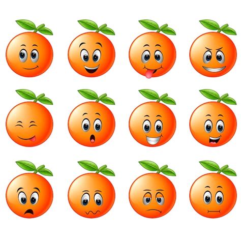 Premium Vector Orange With Different Emoticon