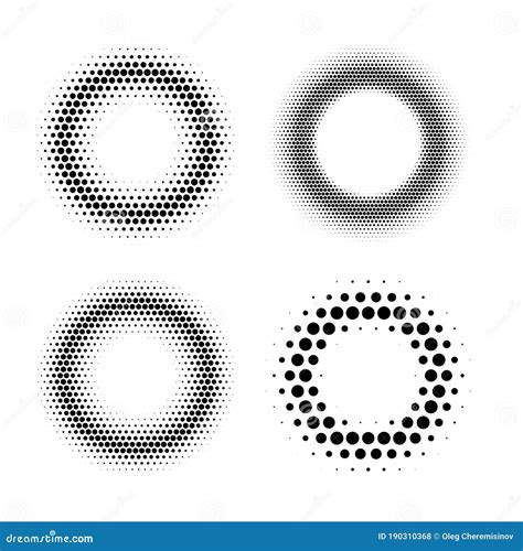 Halftone Radial Set Isolated On White Background Stock Vector