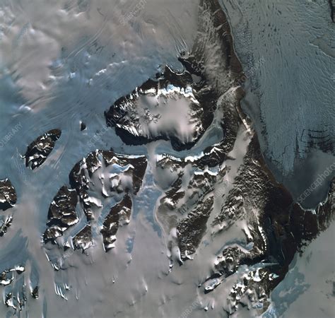 Infrared Satellite Image Of An Antarctic Glacier Stock Image E235