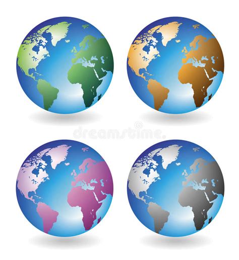 Colourful Planet Earth Globes Stock Illustration Illustration Of