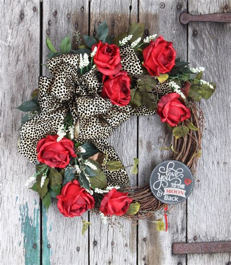 Valentines Day Wreath Red Rose Wreath Rustic Valentines Wreath