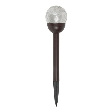 Solar Bronze Crackle Glass Ball Led Stake Light Theisens Home And Auto