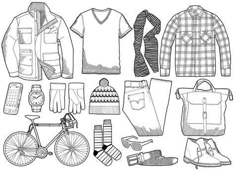 Mens Clothing Grid Drawings Illustrations Jitesh Patel