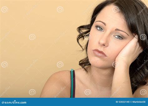 Image Of Bored Annoyed Middle Aged Woman Tired Mother Wife Lean Head