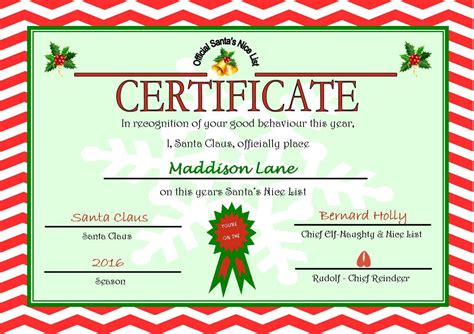 My thought was to begin the season with letting your children know they are on the nice list. Personalised Santa s Nice List Certificate Design 6