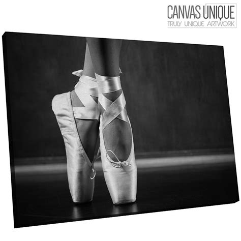 E109 Black White Ballerina Ballet Shoes Canvas Wall Art Framed Picture