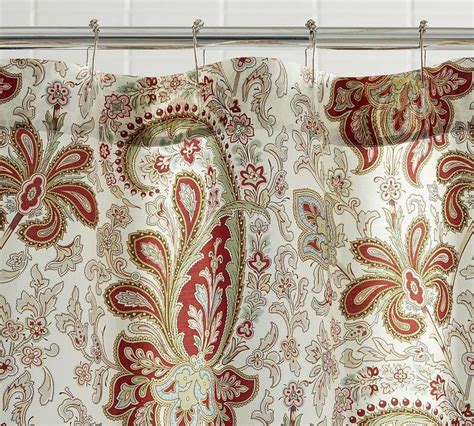 Red Charlie Paisley Printed Organic Shower Curtain 72 Paisley