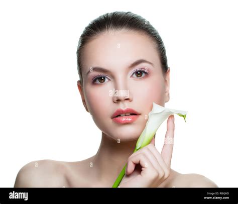Young Healthy Woman Spa Model Portrait Beautiful Female Face Isolated