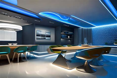 Premium Ai Image Futuristic Dining Room For Modern Homes