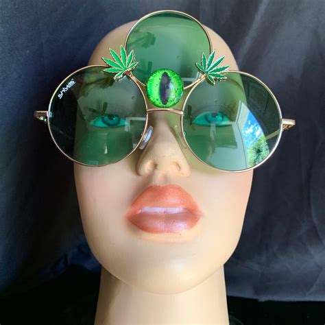 Third Eye Sunglasses Pot Leaf Rave Festival Outfits Decorated Etsy