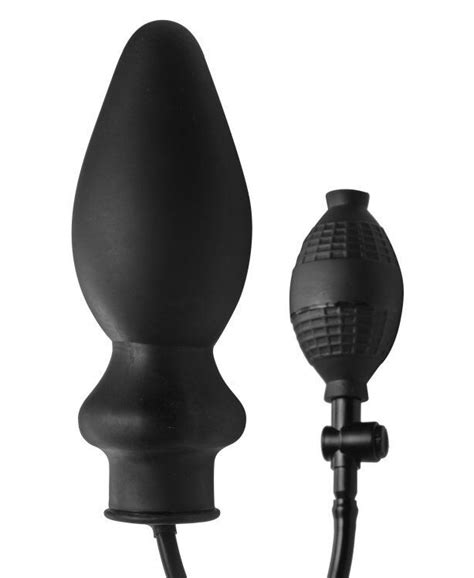inflatable expand xl anal butt plug tapered black expandable dildo sex