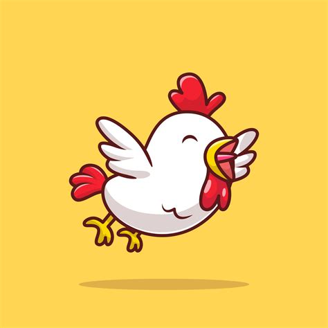 Cute Chicken Flying Cartoon Vector Icon Illustration Animal Icon