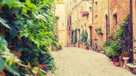 Old Street In Pienza A Renaissance Town In Northern Tuscany It Stock