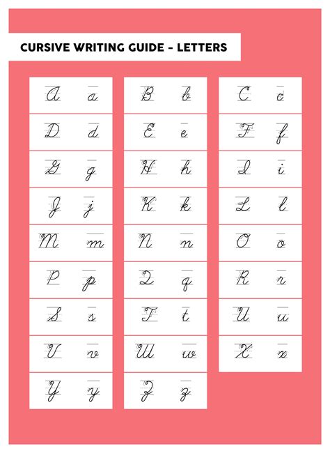 Best Images Of Printable Cursive Handwriting Chart Cursive Writing