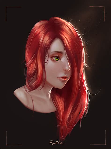 Red By B1tterrabbit Digital Art Girl Characters With Red Hair Anime