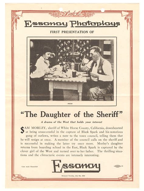 Advertisement For The Daughter Of The Sheriff Digital Collections