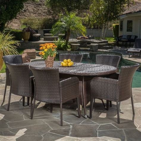 Corsica Outdoor 7 Piece Wicker Dining Set By Christopher Knight Home