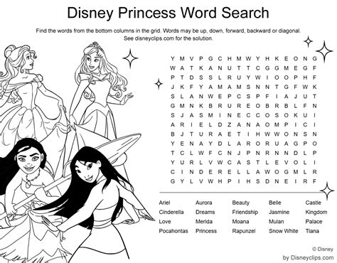 8 Free Printable Disney Princess Word Searches In 202