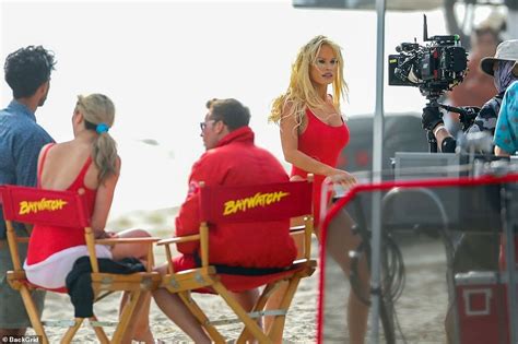Lily James The Baywatch Babe Slips Into Pamela Andersons Iconic Red