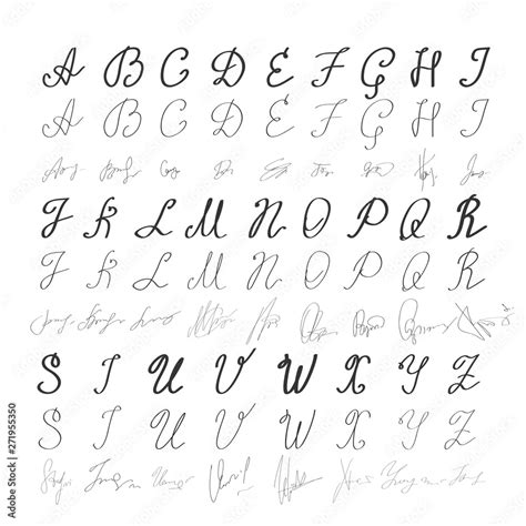 Alphabet In English Hand Drawn Typeface Letters Handwritten In